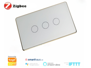 Công tắc thông minh Zigbee Tuya, viền nhôm vàng